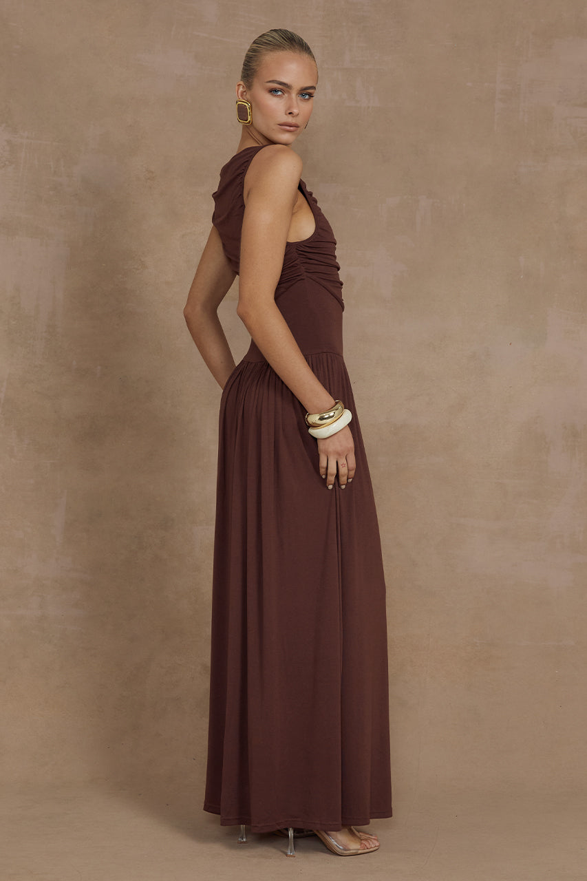 NALLA MAXI DRESS - BROWN - MADDY_POLLARD_RUNAWAY-85