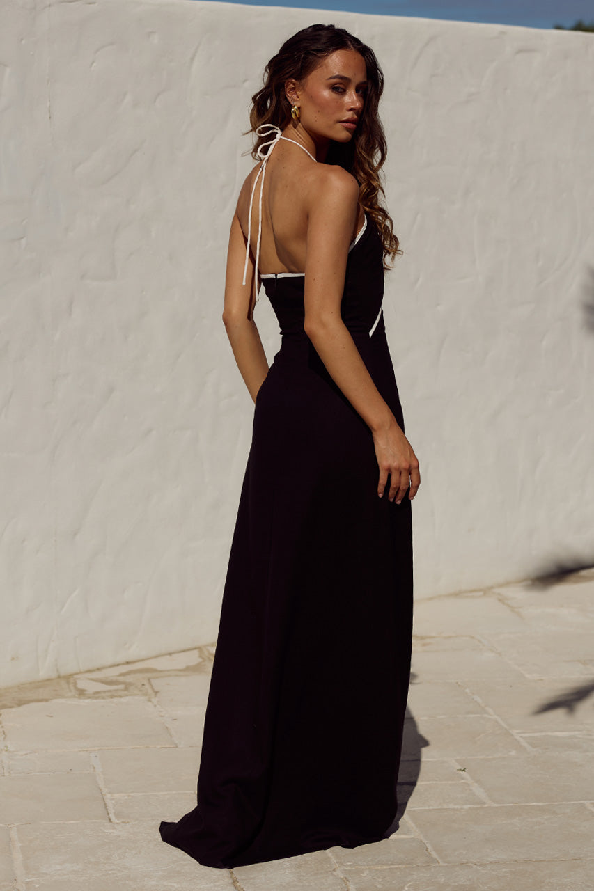 MAIA HALTER MAXI DRESS - BLACK