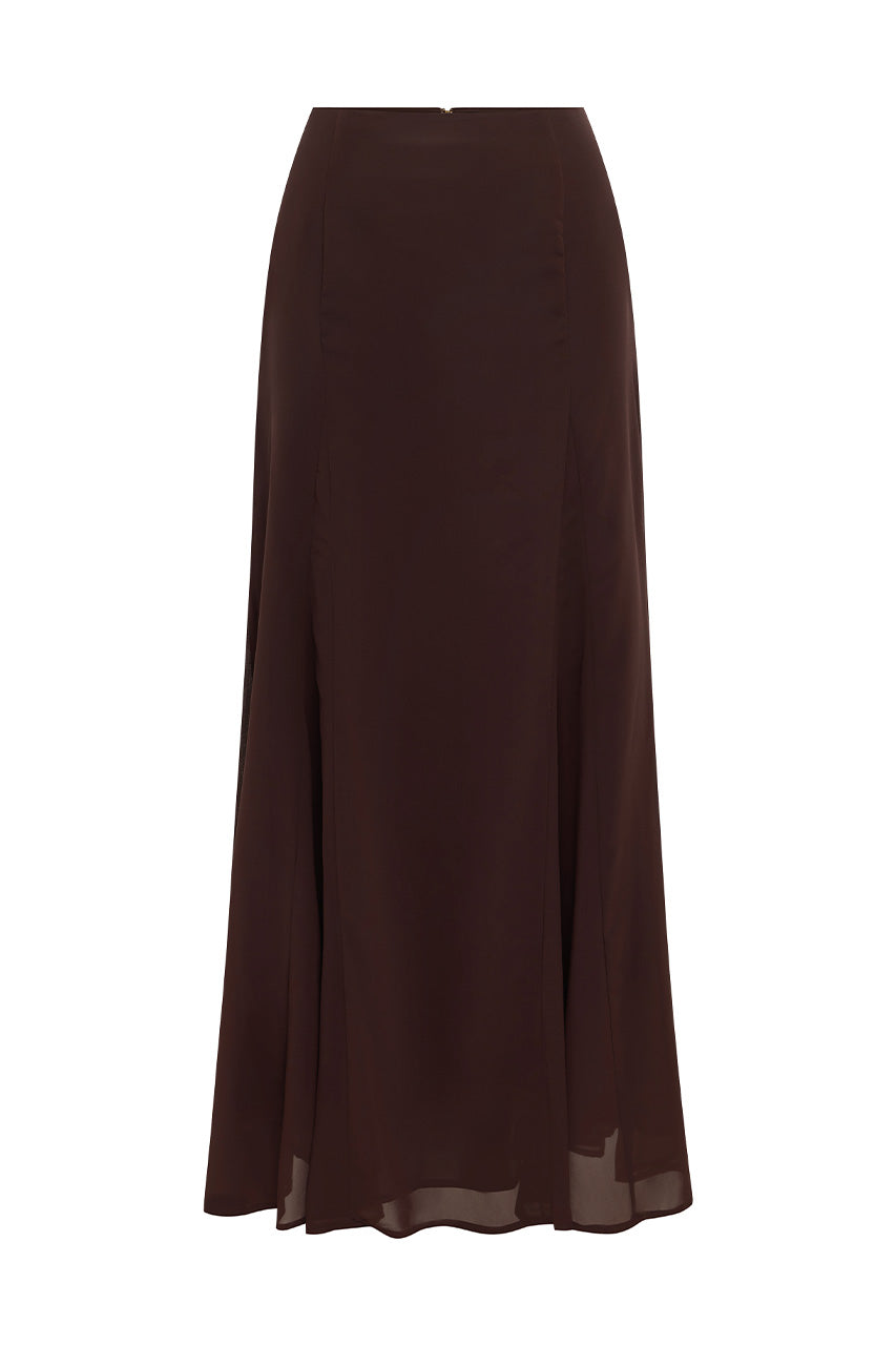 MALIKA LOW RISE MAXI SKIRT - BITTER CHOCOLATE