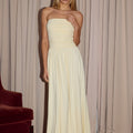 MALONE RUCHED STRAPLESS MAXI DRESS - LEMON