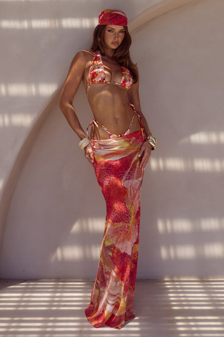 CYRUS LOW WAIST SHEER MAXI SKIRT - KIARA PEACH