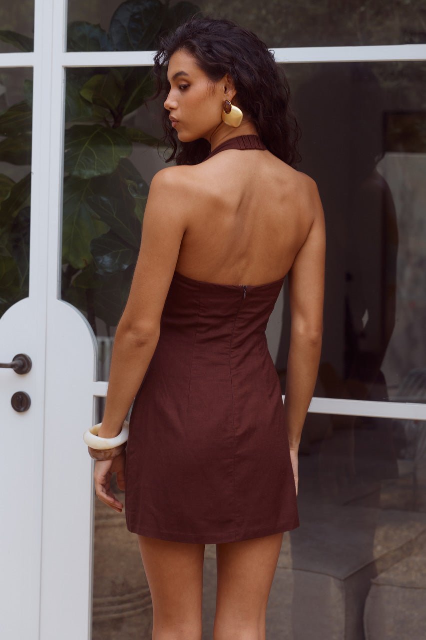 MARTHA HALTER A-LINE MINI DRESS