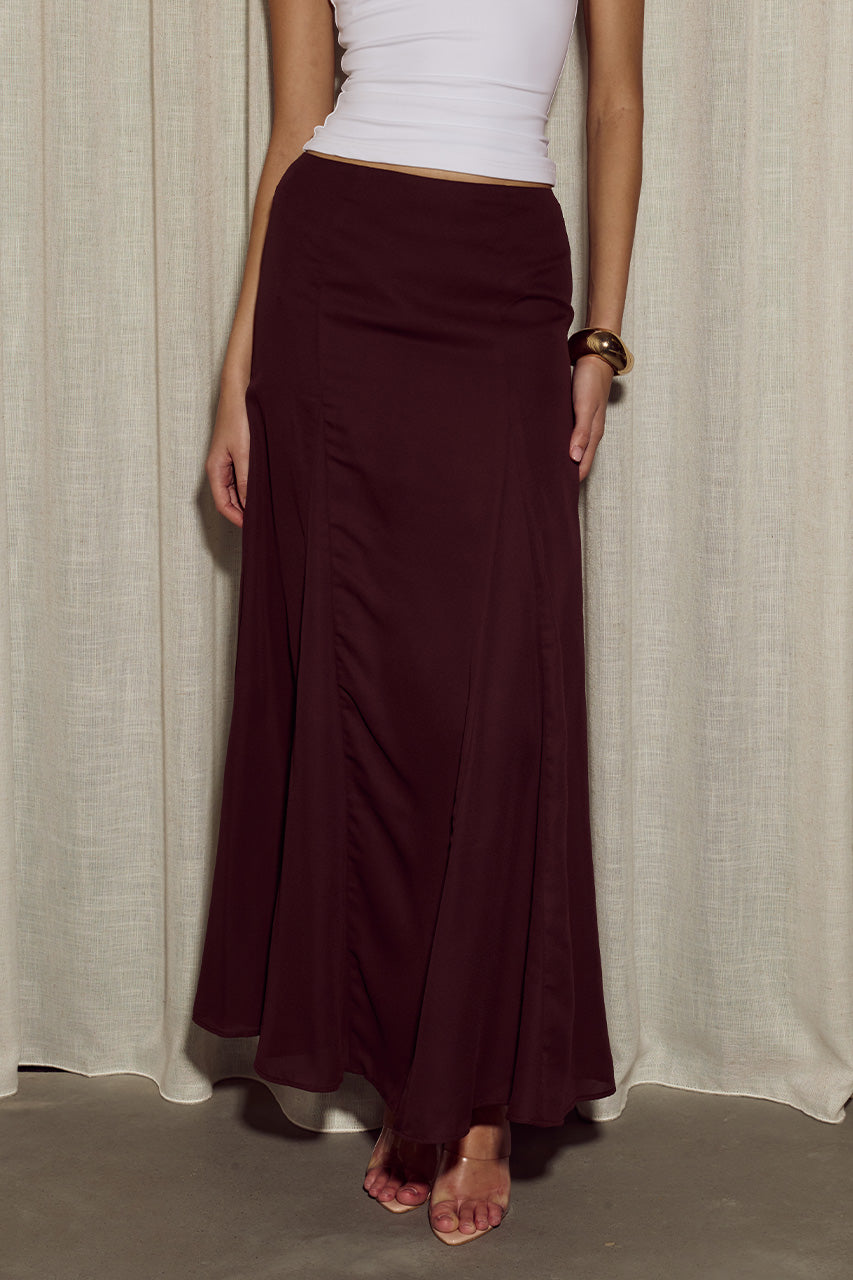 MALIKA LOW RISE MAXI SKIRT - BITTER CHOCOLATE