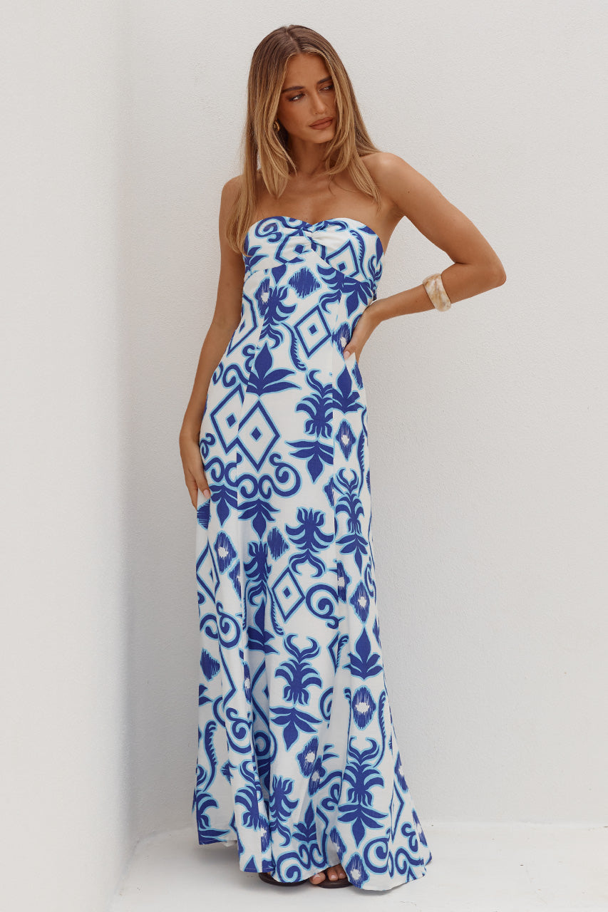 MELESA STRAPLESS MAXI DRESS - MADDIE BLUE