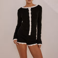 MILENIA SLEEVED KNIT TOP - BLACK