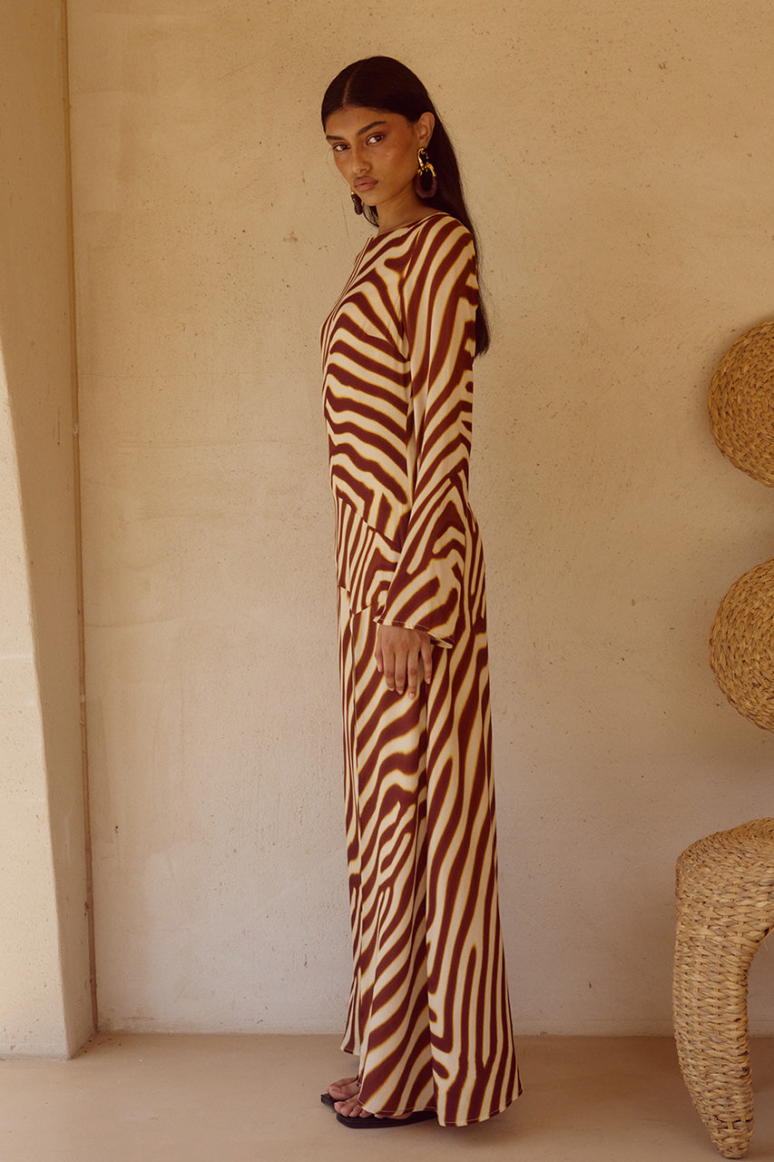 MONTIE SLEEVED MAXI DRESS - MONTIE CHOC
