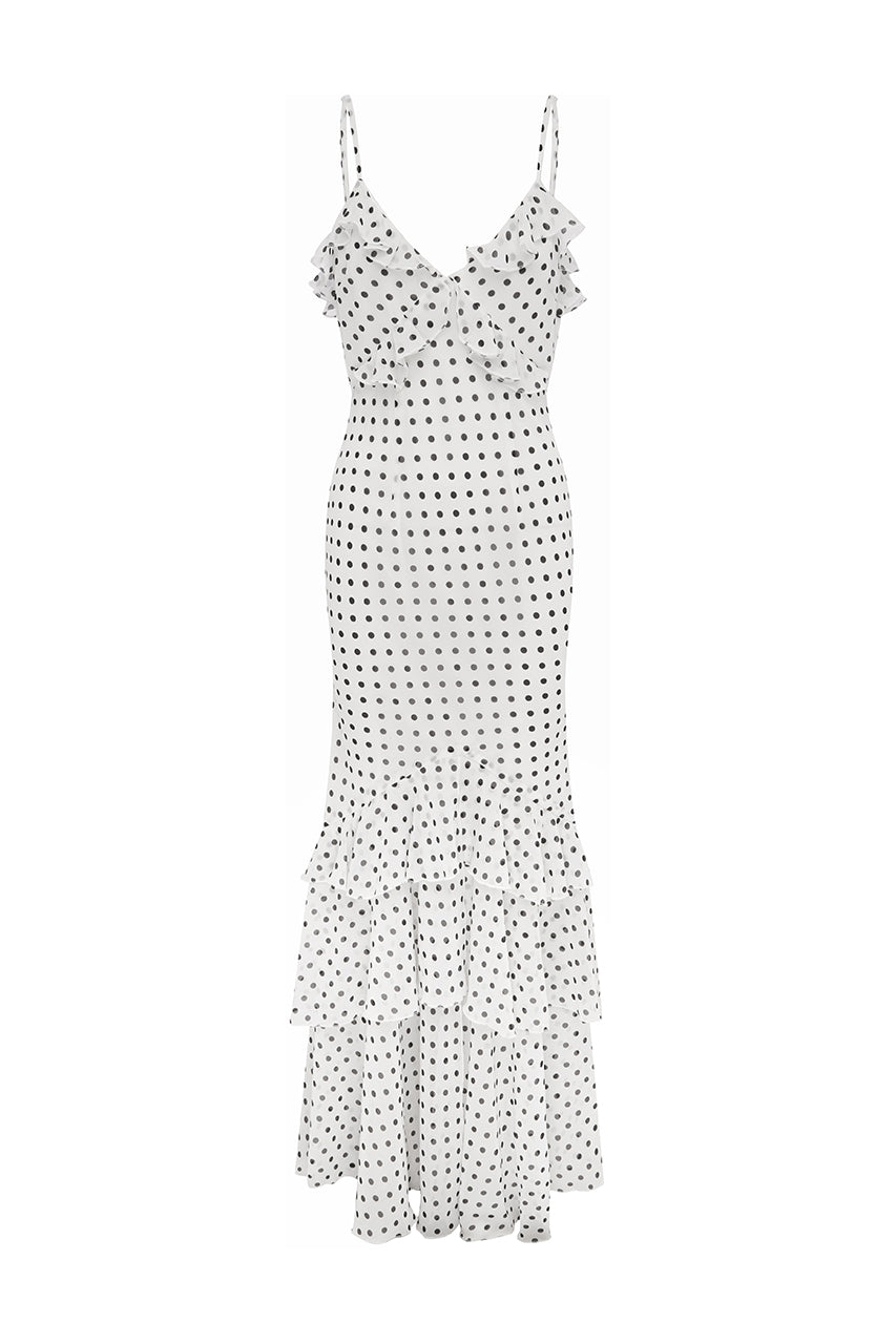 NAMARI MAXI DRESS - WHITE POLKA - NAMARI-MAXI-DRESS