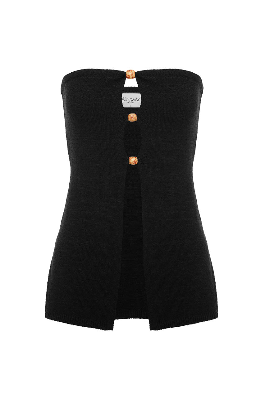 NELLIE STRAPLESS TOP - BLACK