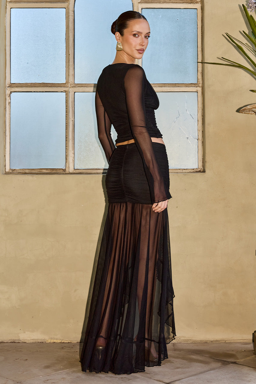 NERIDAH LONG SLEEVE TOP - BLACK
