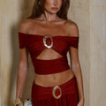 NIVALI OFF SHOULDER TOP - CHERRY