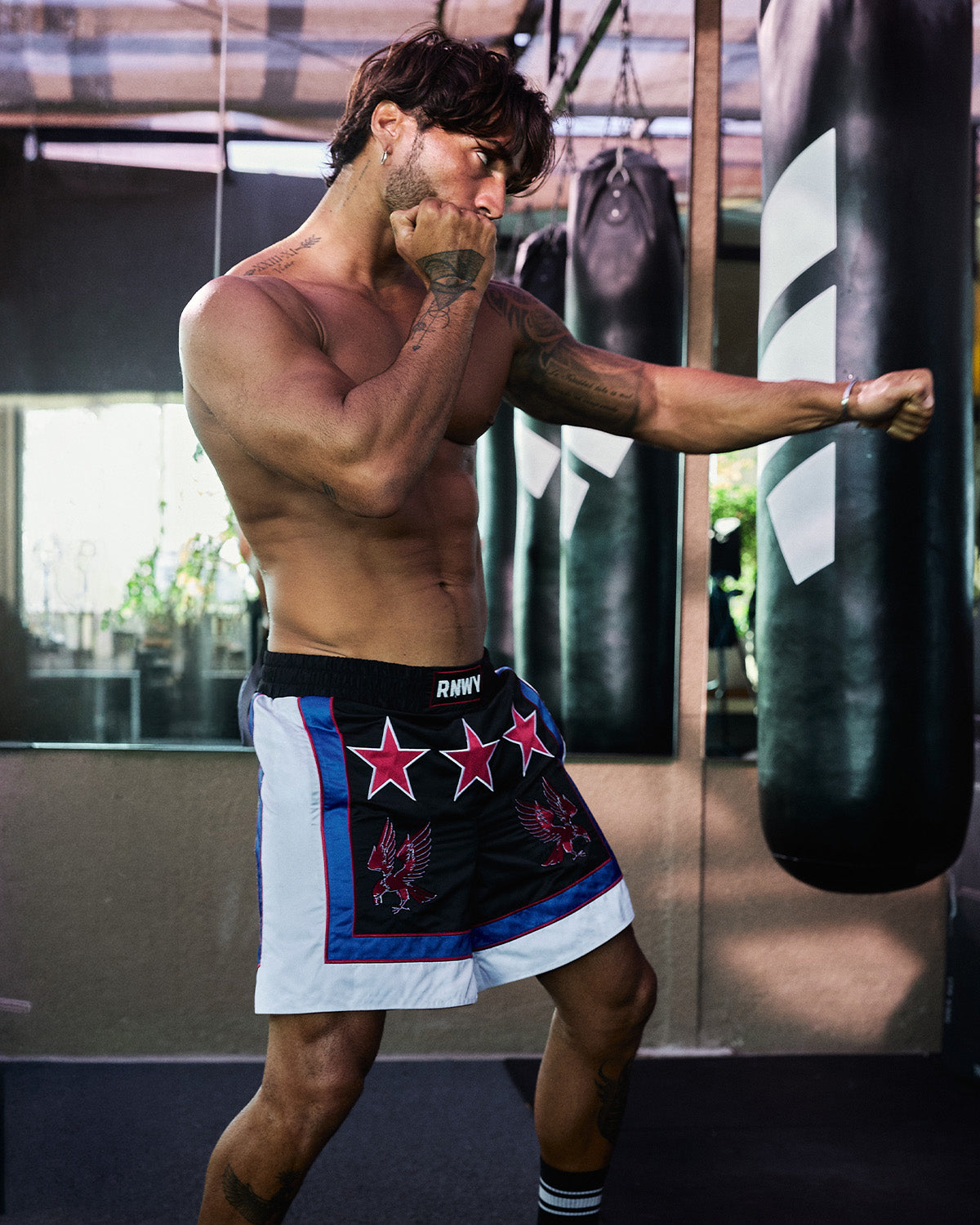 NOAH BOXING SHORTS - BLACK/WHITE