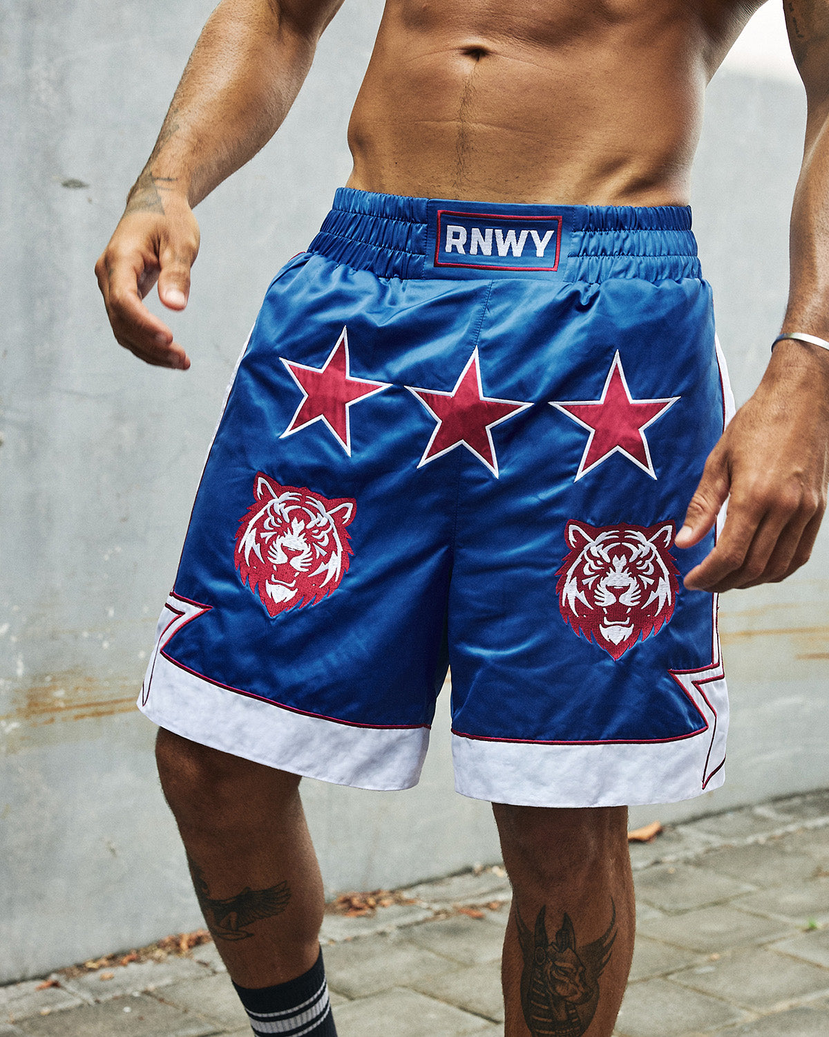 NOAH BOXING SHORTS - BLUE/WHITE