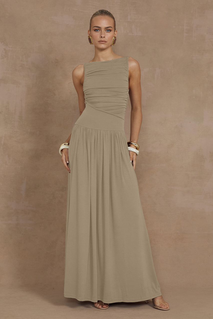 NALLA MAXI DRESS - SAND XXL - Nalla-Beige-_1