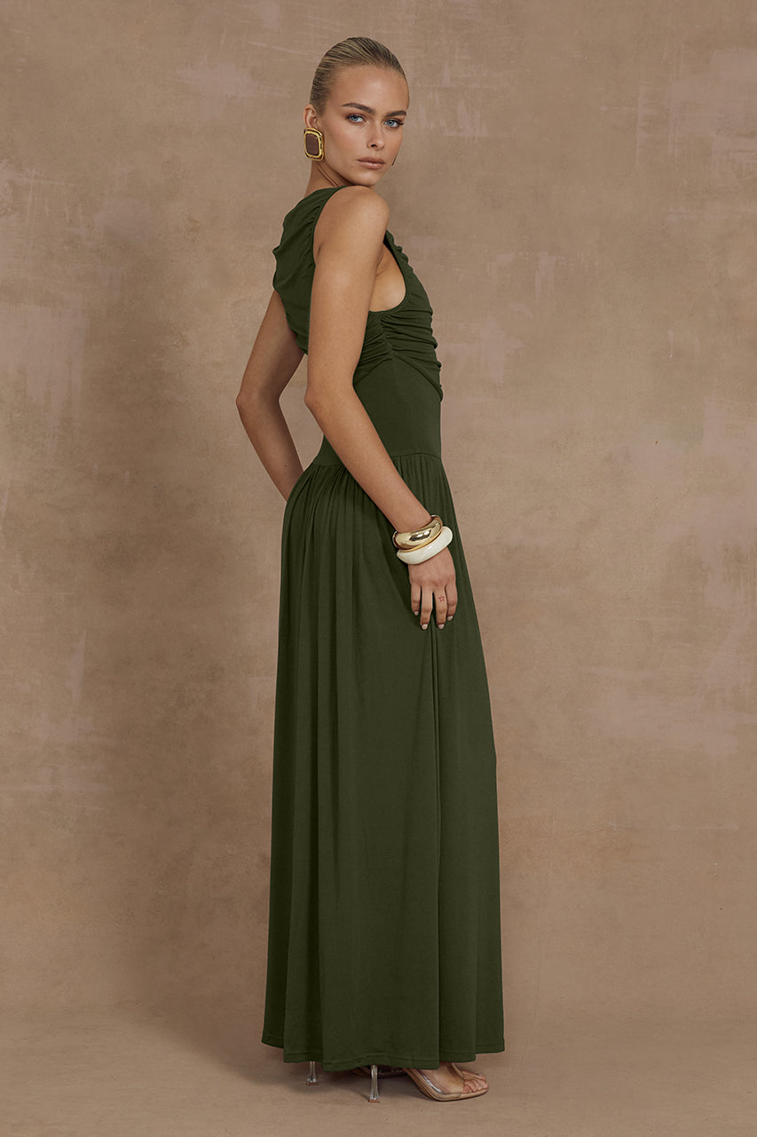 NALLA MAXI DRESS - OLIVE XXL - Nalla-Khaki-_3