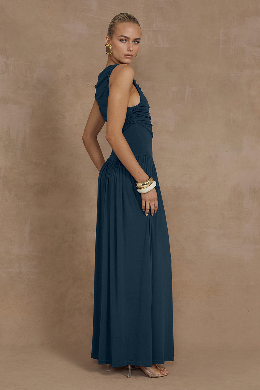 NALLA MAXI DRESS - STEEL - Nalla-Navy-_3