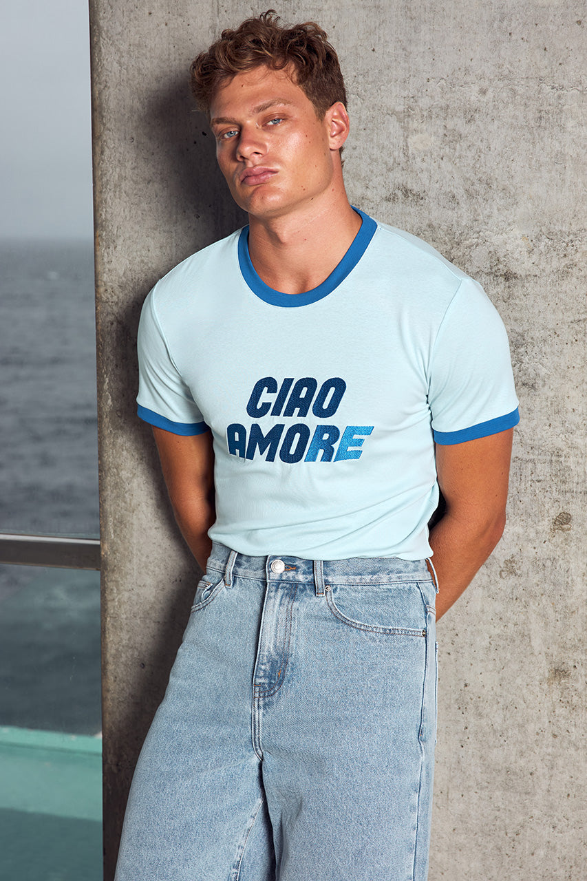 OLIVER SHORT SLEEVE T-SHIRT - LIGHT BLUE/ROYAL BLUE