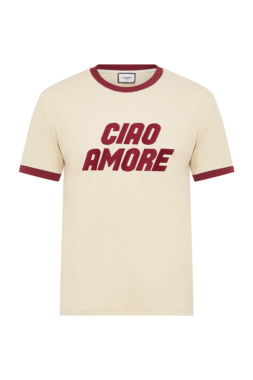 OLIVER SHORT SLEEVE T-SHIRT - SAND/WINE
