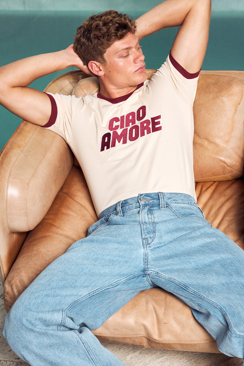 OLIVER SHORT SLEEVE T-SHIRT - SAND/WINE
