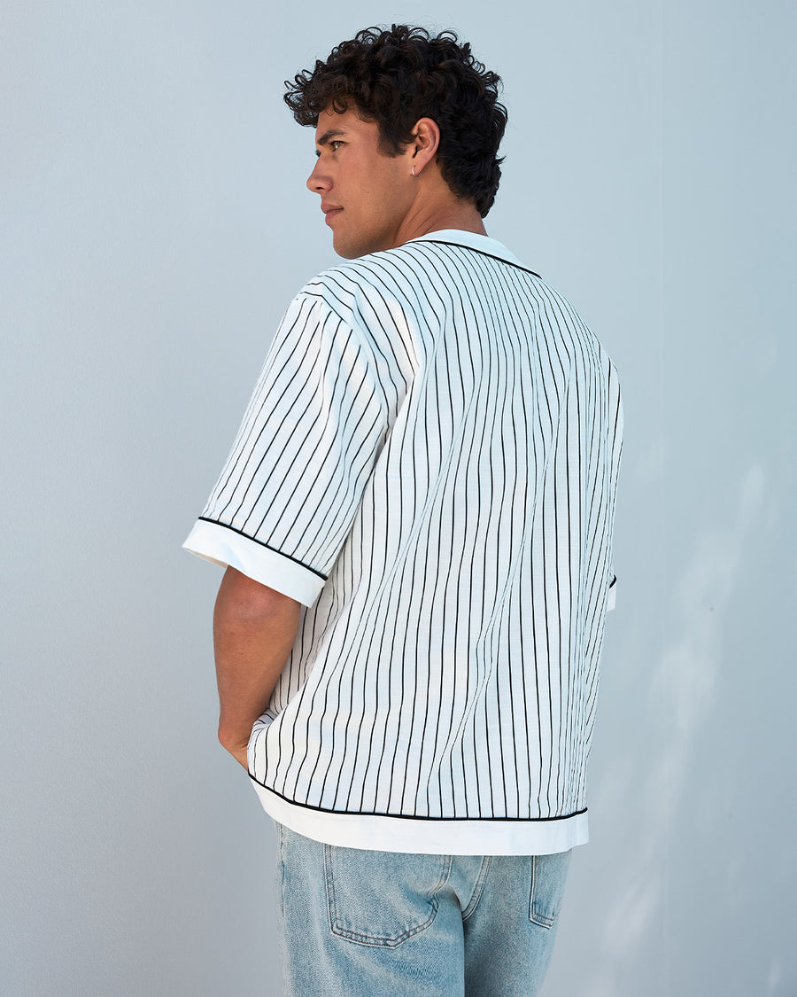 OLIVIER BASEBALL SHIRT - BLACK/WHITE