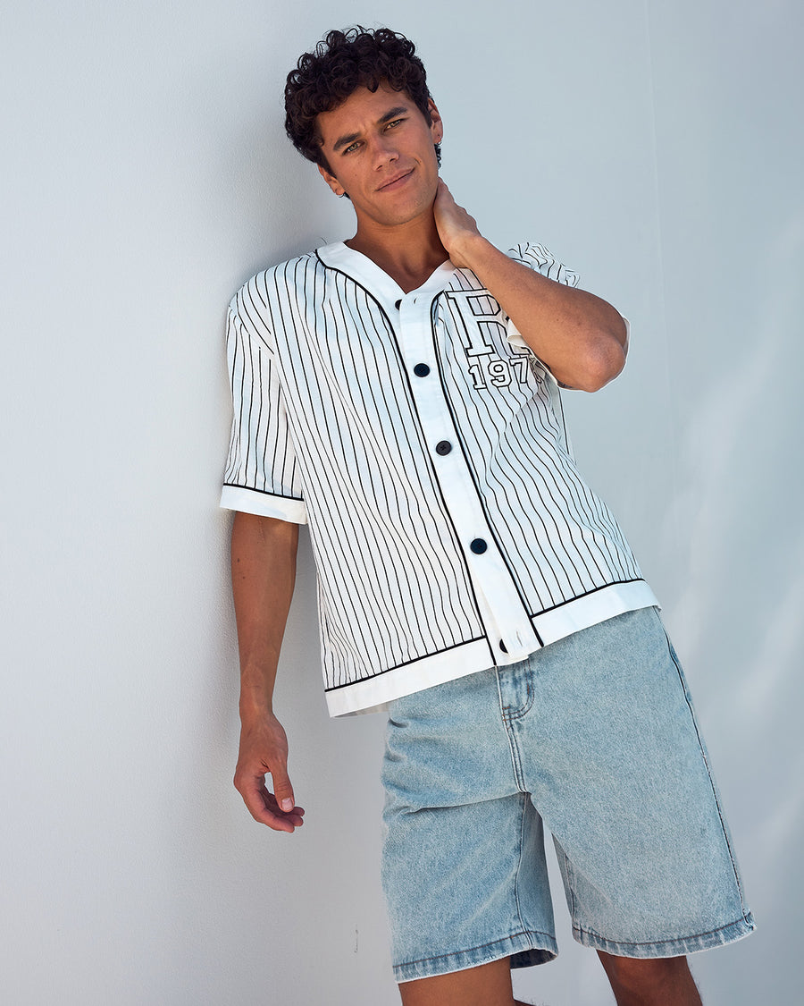 OLIVIER BASEBALL SHIRT - BLACK/WHITE