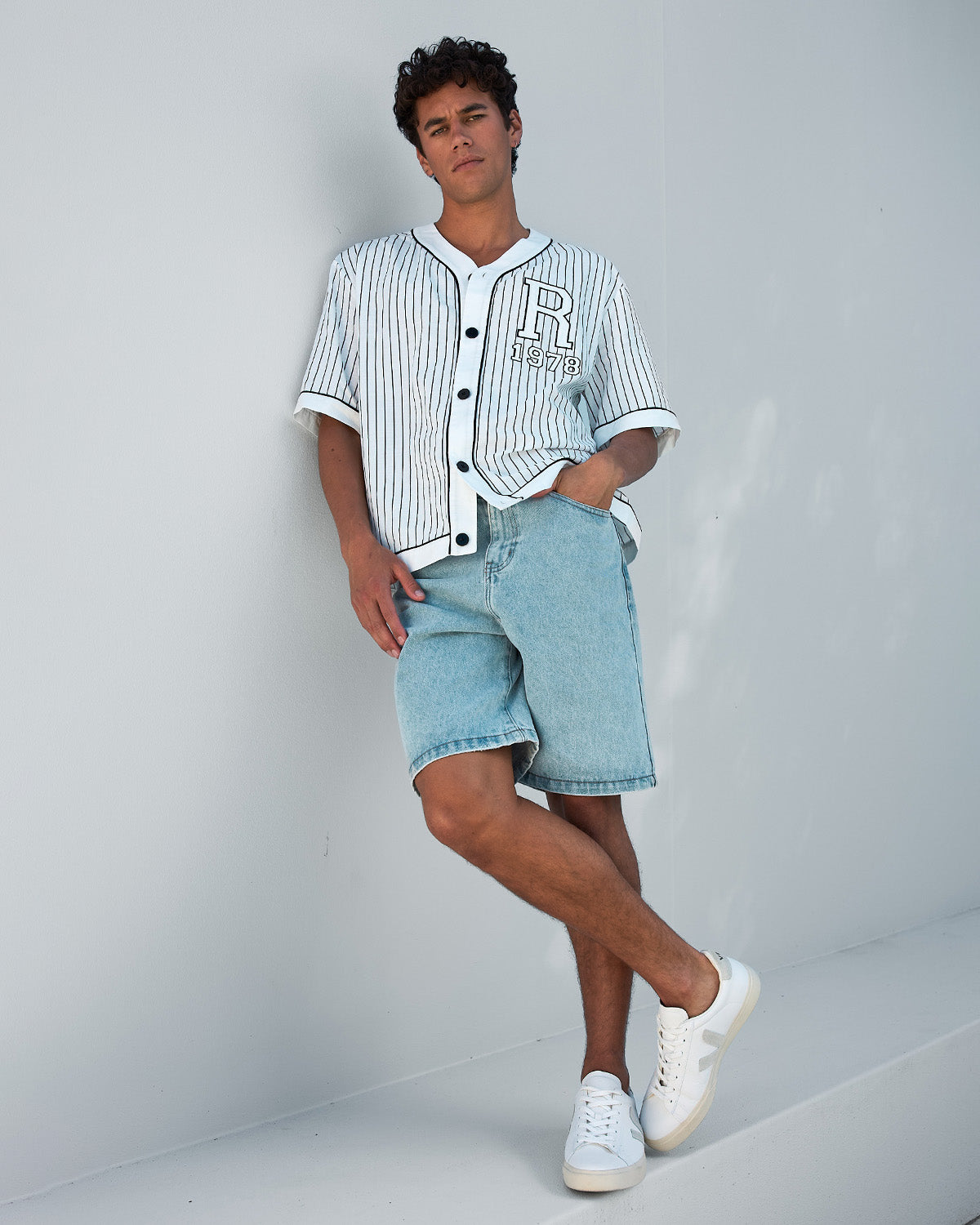 OLIVIER BASEBALL SHIRT - BLACK/WHITE