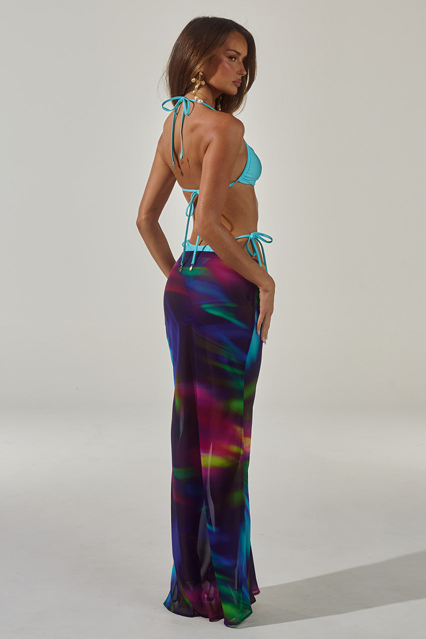 CYRUS LOW WAIST SHEER MAXI SKIRT - TUSCAN PURPLE