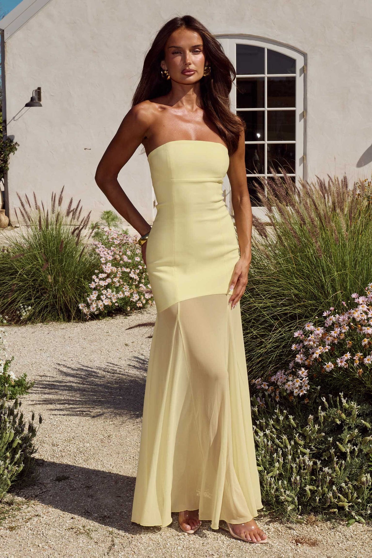 REMI STRAPLESS MAXI DRESS - LEMON