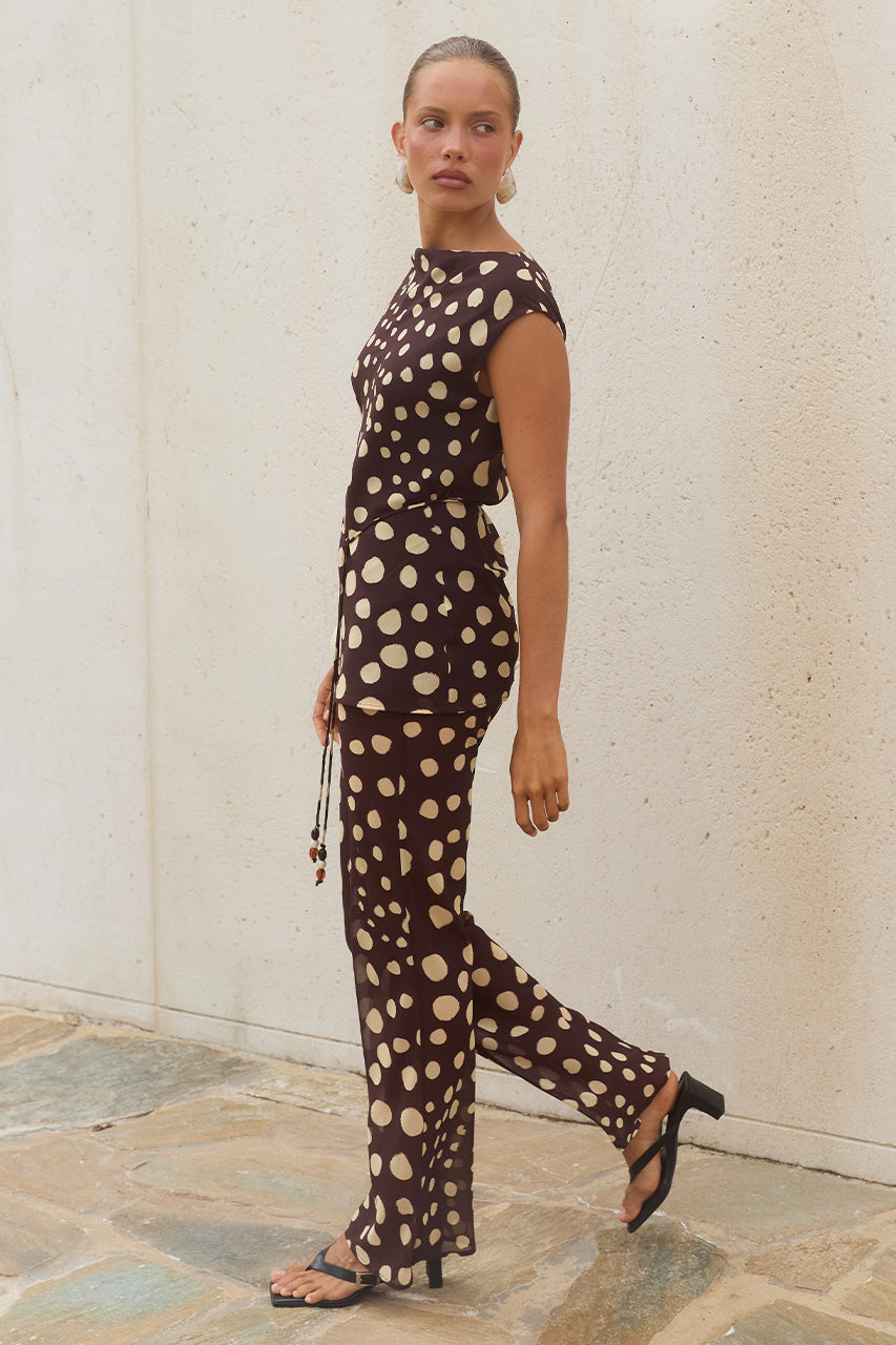 LAIA MID WAIST BOOTLEG PANT - SALMA SPOTS