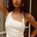 RIHANNA CUT OUT HALTER TOP - CREAM