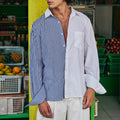 ROMEO LONG SLEEVE SHIRT - NAVY STRIPE/WHITE