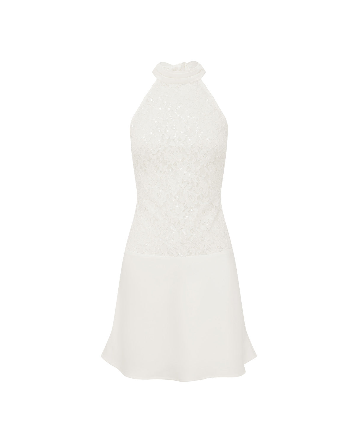 SENNA HALTER OPEN BACK MINI DRESS - WHITE
