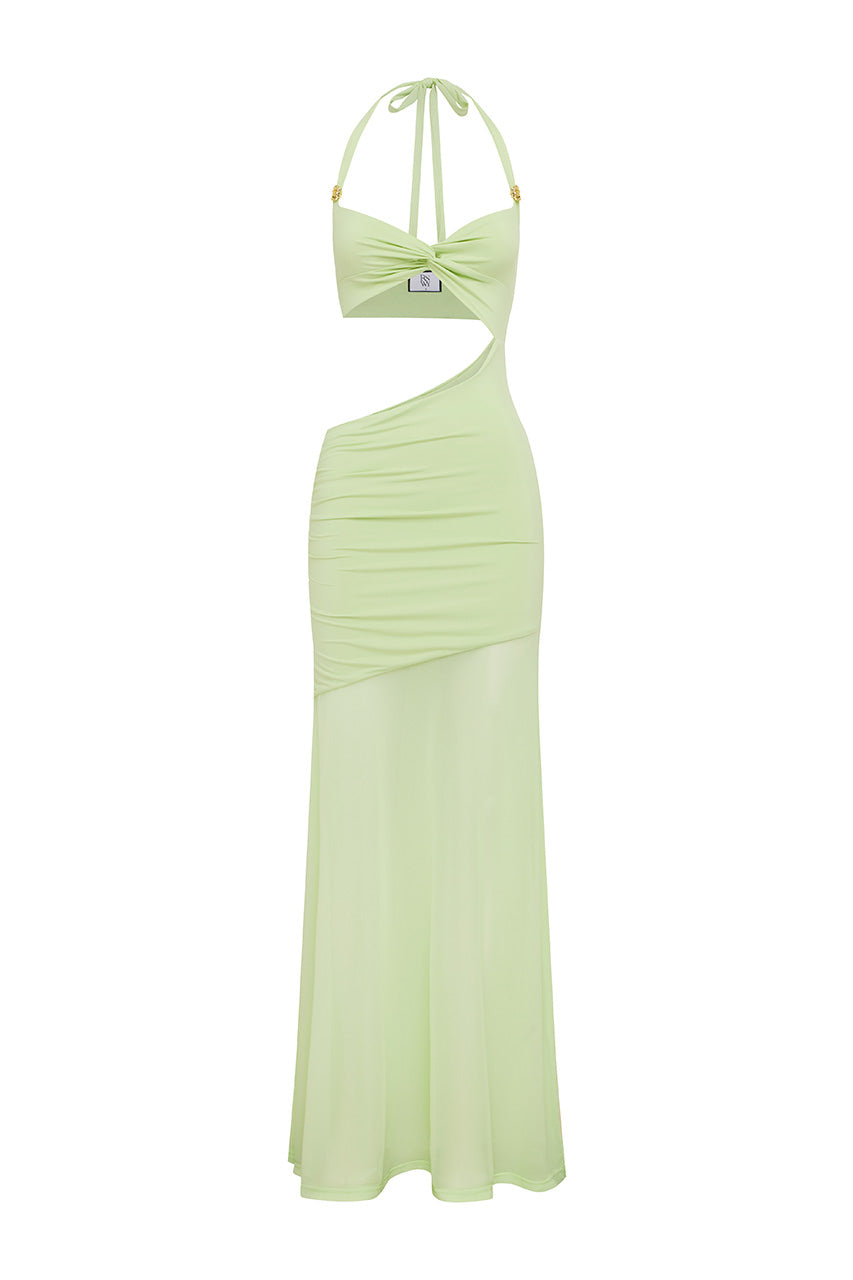LAKITA STRAPLESS LACE MAXI DRESS - KEY LIME