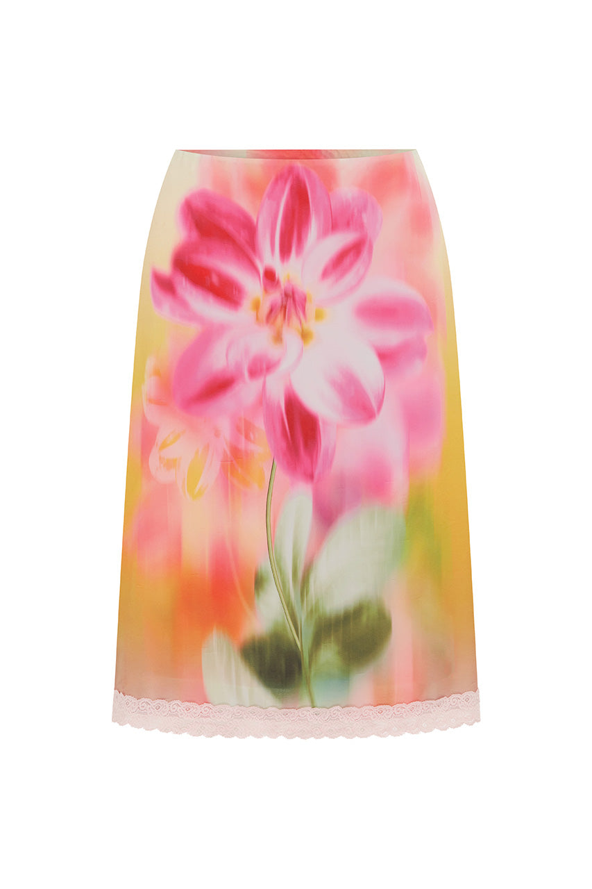 SHAYE LOW WAIST MIDI SKIRT - BANKSIA FLOWER