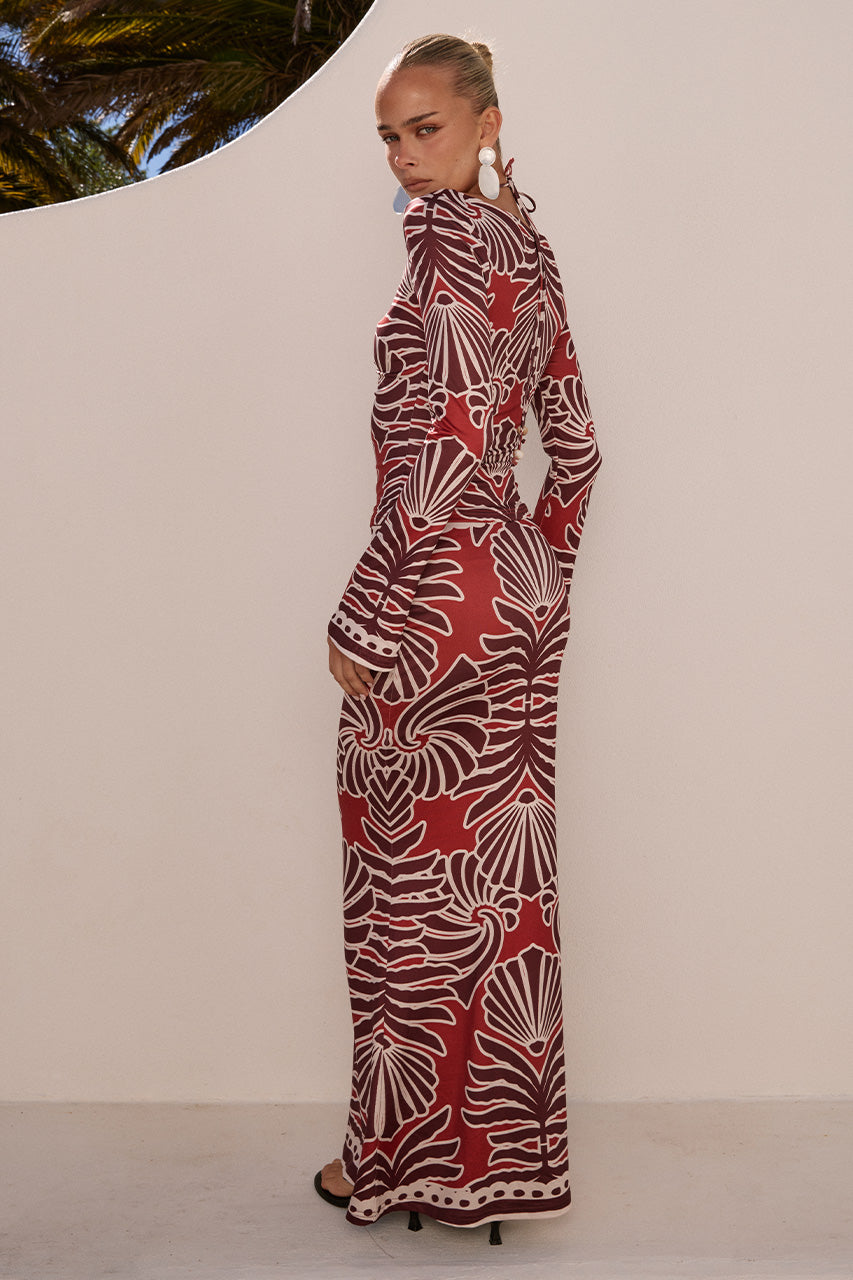 SIENNA MAXI SKIRT - BRODIE RED