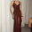 SILENE FRONT SPLIT LACE MAXI DRESS - CHOCOLATE