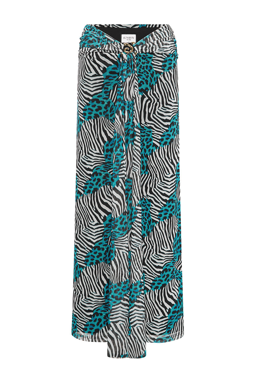 SKYLAR RUCHED MAXI SKIRT - DANTE TEAL