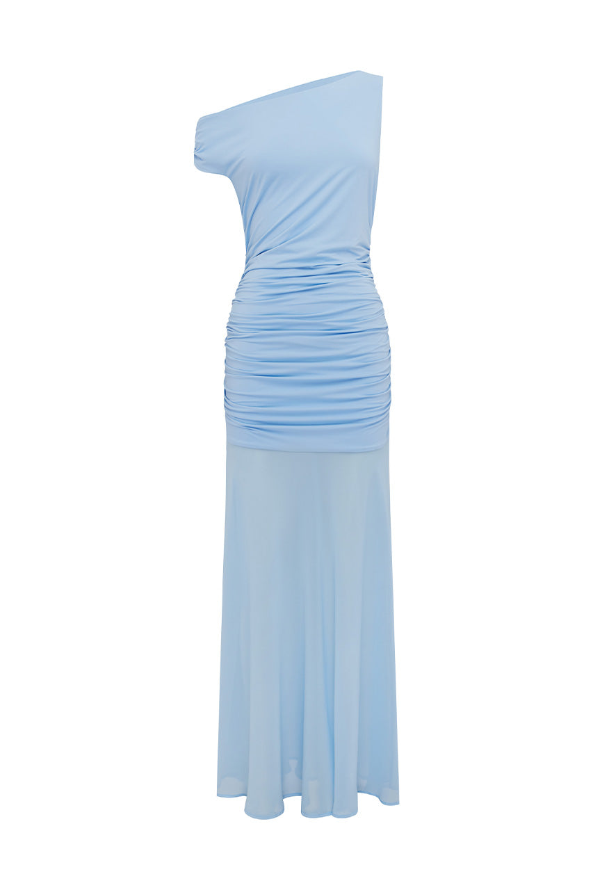 STEPHANIE ONE SHOULDER MAXI DRESS - BLUEBELL