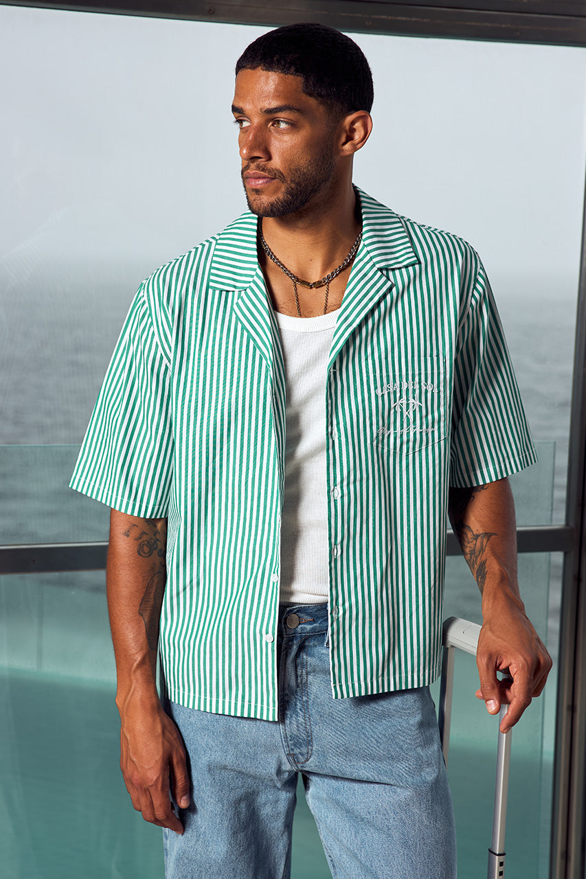 SYLAS SHORT SLEEVE SHIRT - GREEN STRIPE