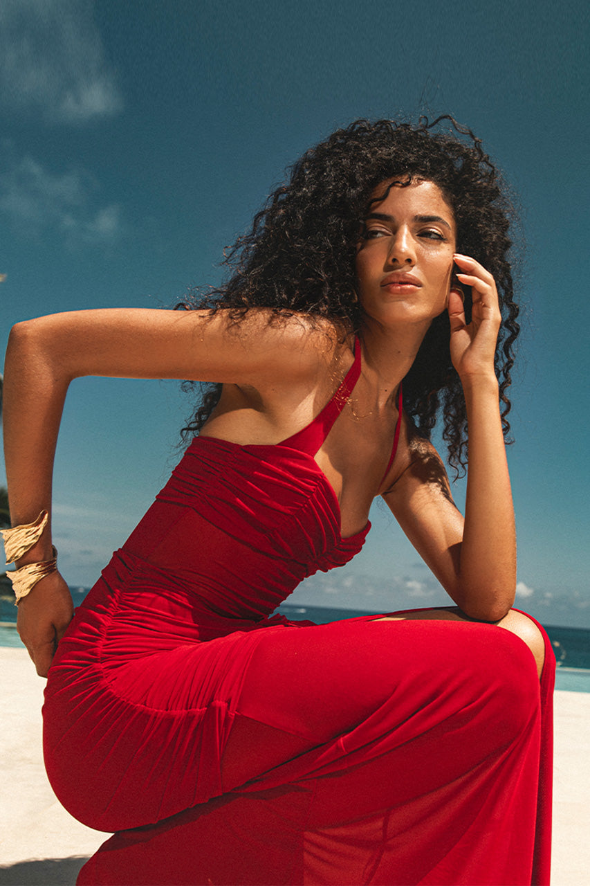 【Asuka】VALENTINO シアーノースリーブドレス レッド赤 TALLULA MAXI DRESS - CHERRY | Runaway The Label Australia