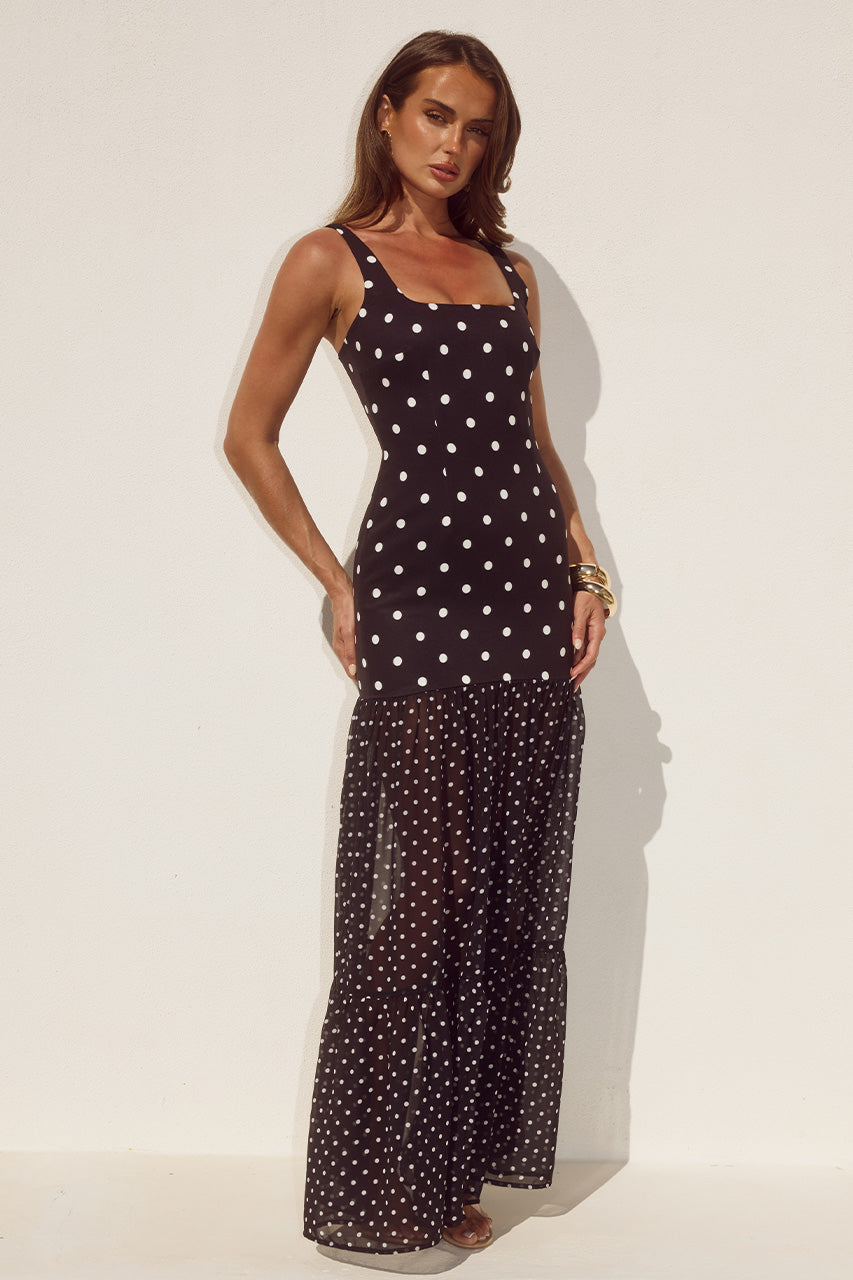 TILLIE SHEER BOTTOM MAXI DRESS