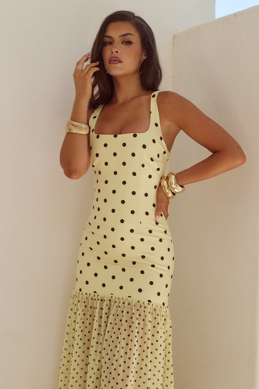 sheer bottom dress TILLIE MAXI from shoulder Mint sheer bottom maxi