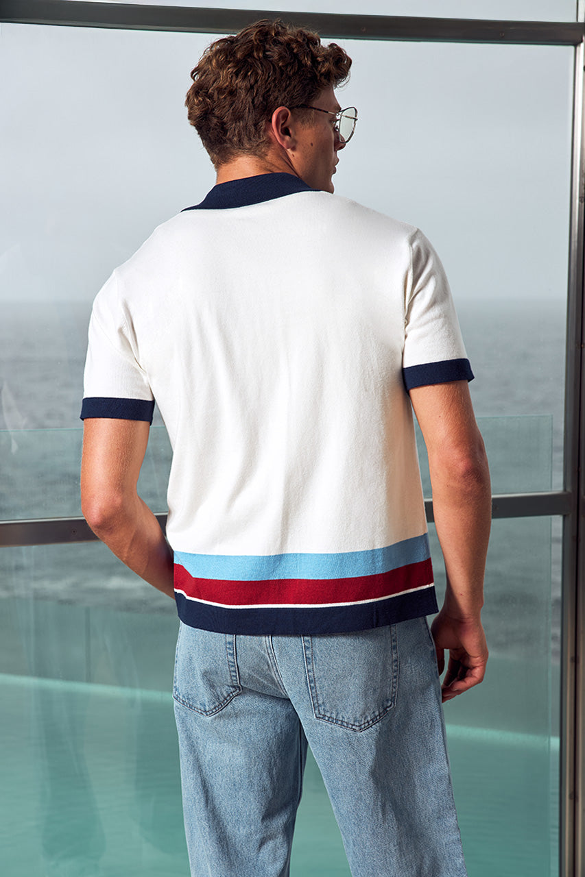 TOBIAS SHORT SLEEVE KNIT SHIRT - WHITE MULTI
