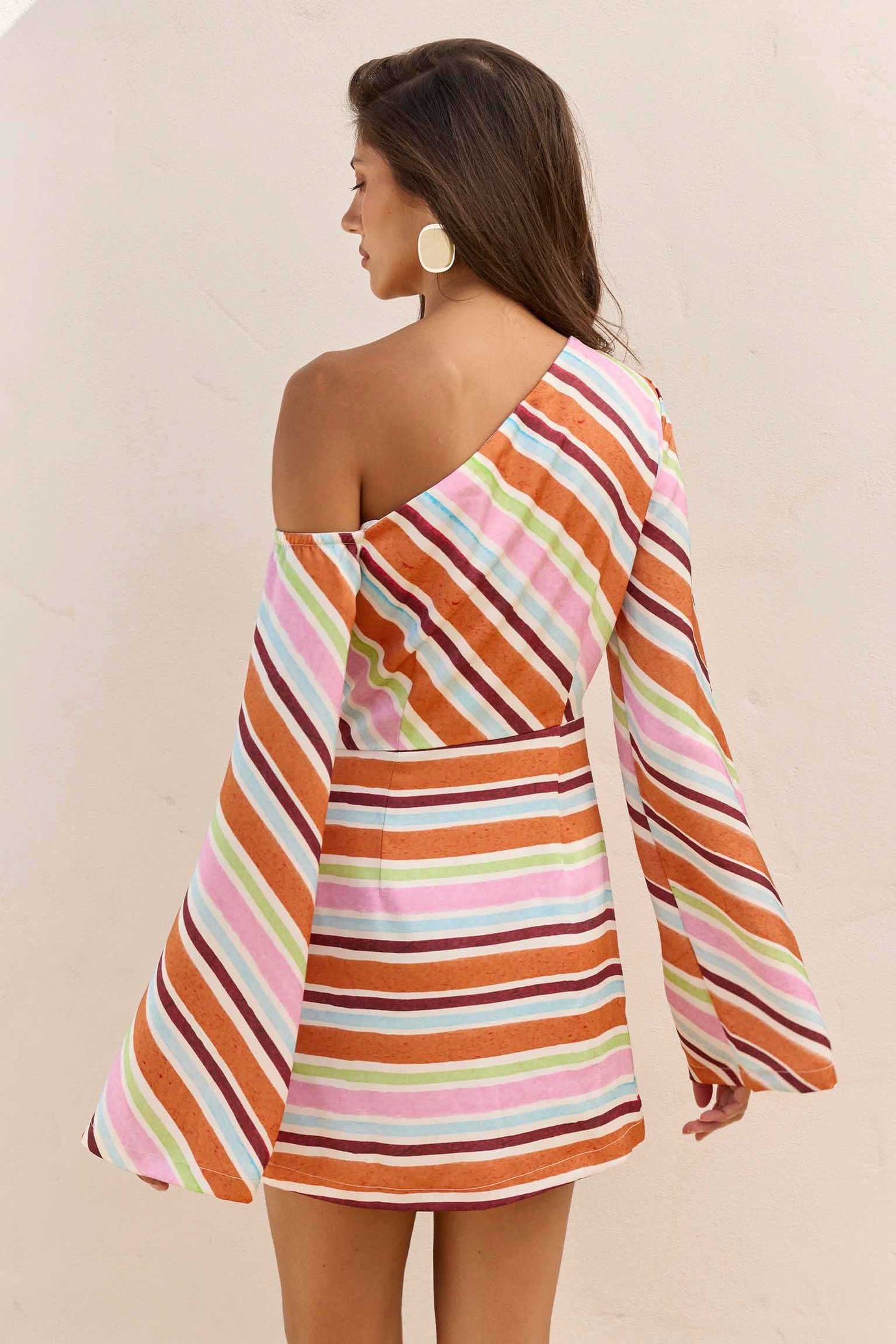 TULLAH ONE SHOULDER MINI DRESS - TULLAH ORANGE/PINK