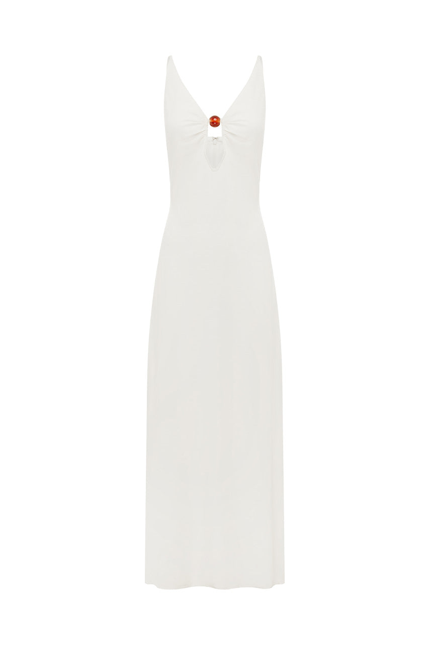UNITY LOW PLUNGE MAXI DRESS - WHITE