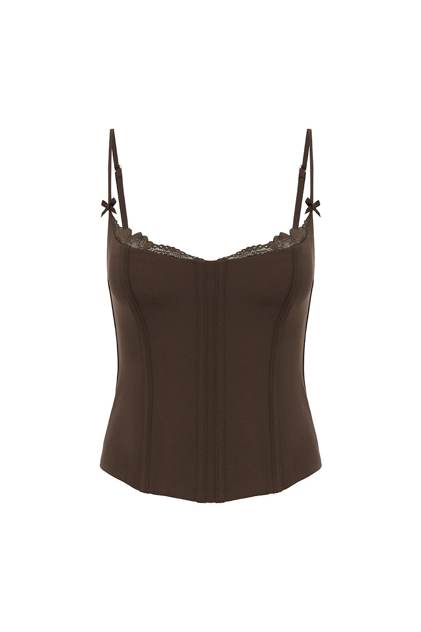 VALERIE LACE TRIM BUSTIER - CHOCOLATE