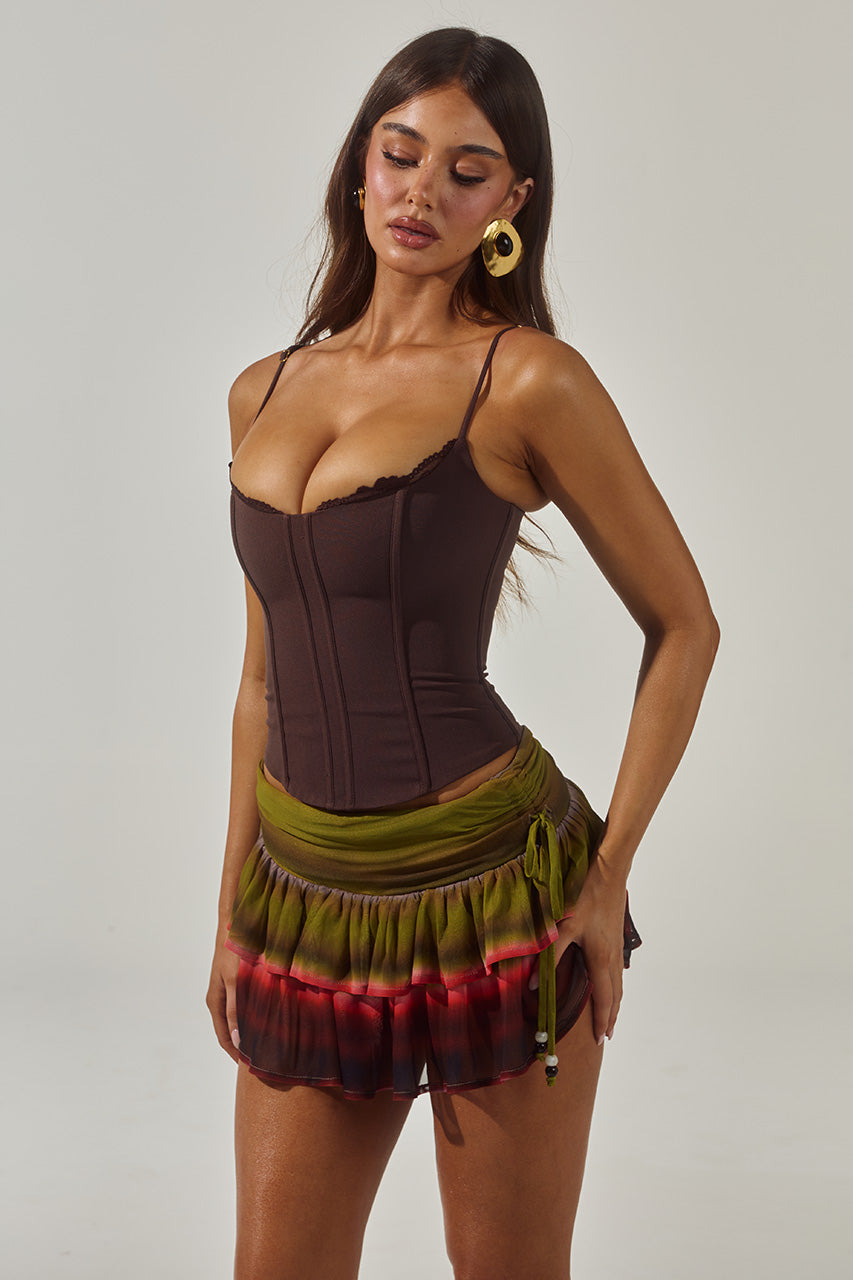 VALERIE LACE TRIM BUSTIER - CHOCOLATE