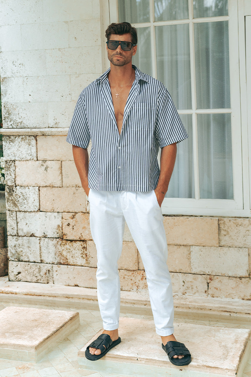 VINCENZO SHIRT - BLACK/WHITE STRIPE