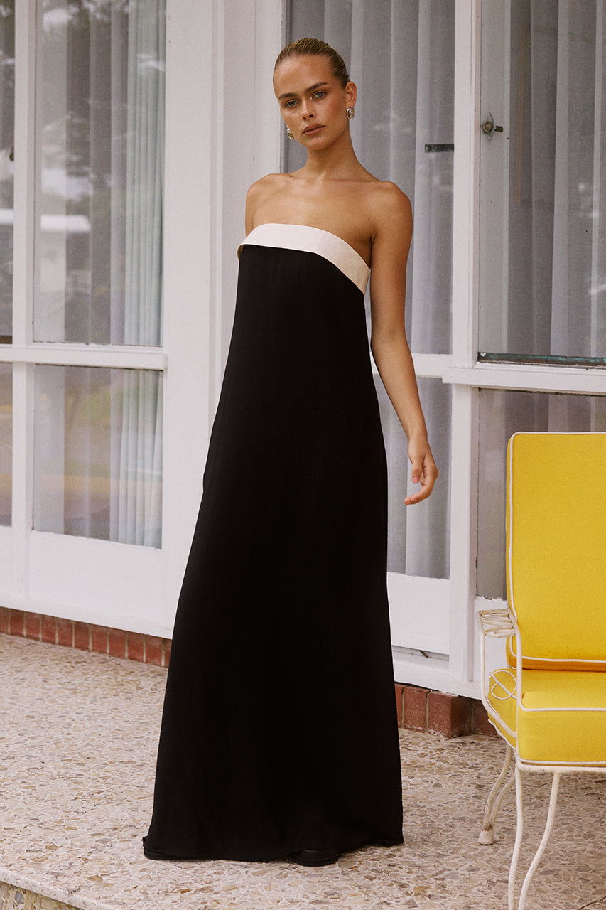 LYDIA MAXI DRESS - BLACK/SAND