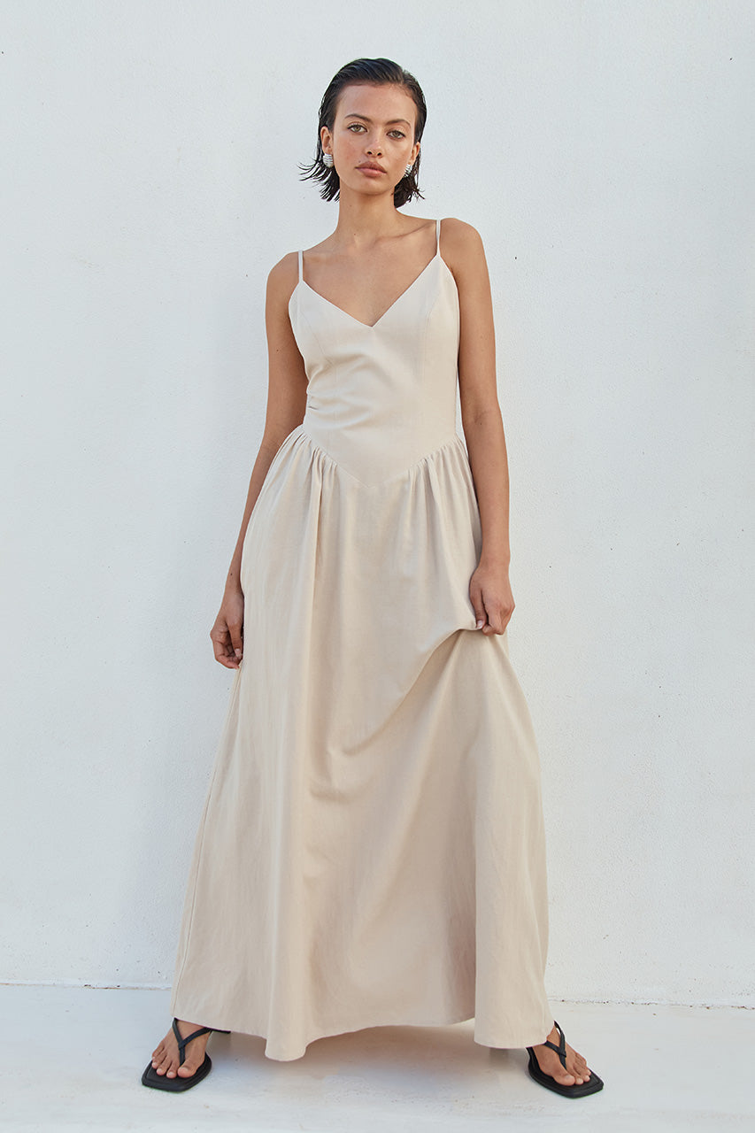 WINSLET MIDI DRESS - SAND - WINSLETMIDIDRESSSAND