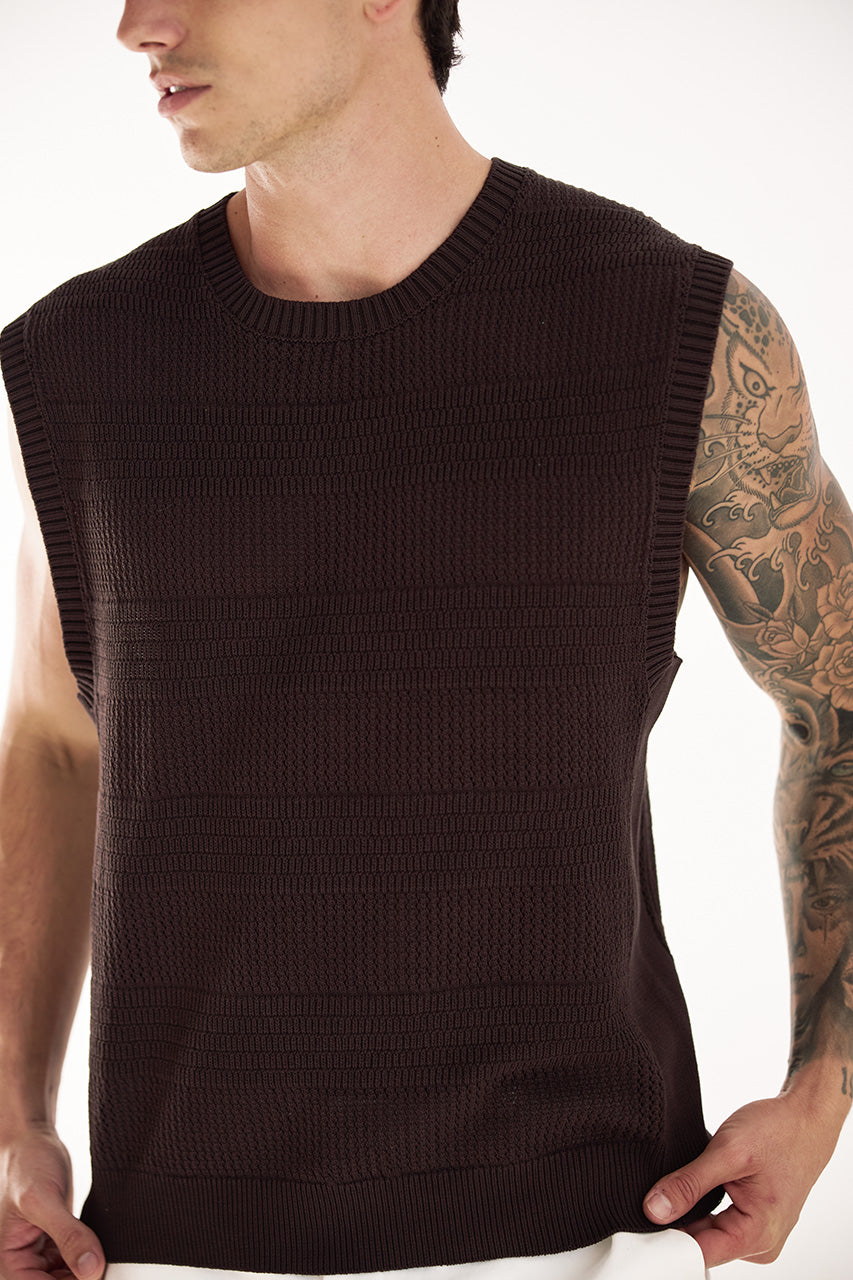 XANTI KNIT TANK - CHOCOLATE